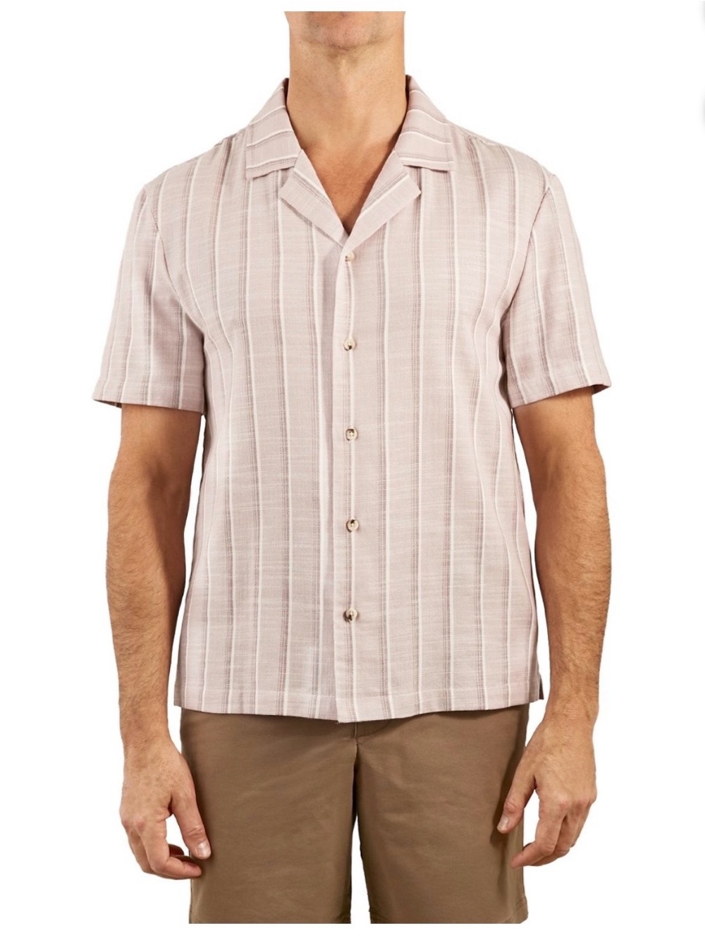 Sperry Men's Short-Sleeve Button-Down Shirt in Pale Pink Stripe